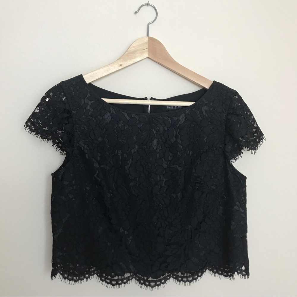 White House Black Market lace crop top