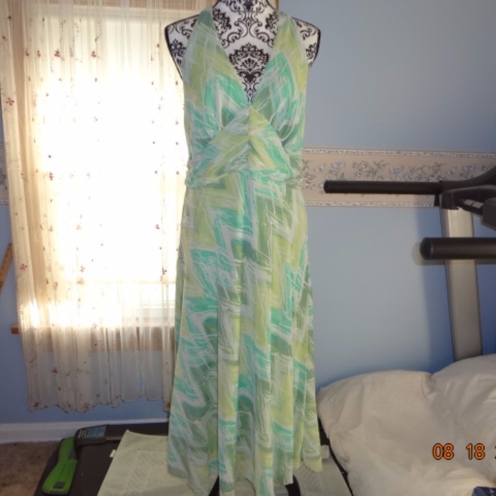 Multi Green Halter Dress