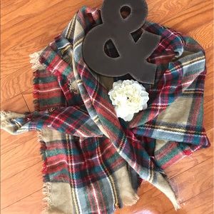 Plaid blanket scarf