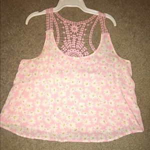 Pink daisy crop tank