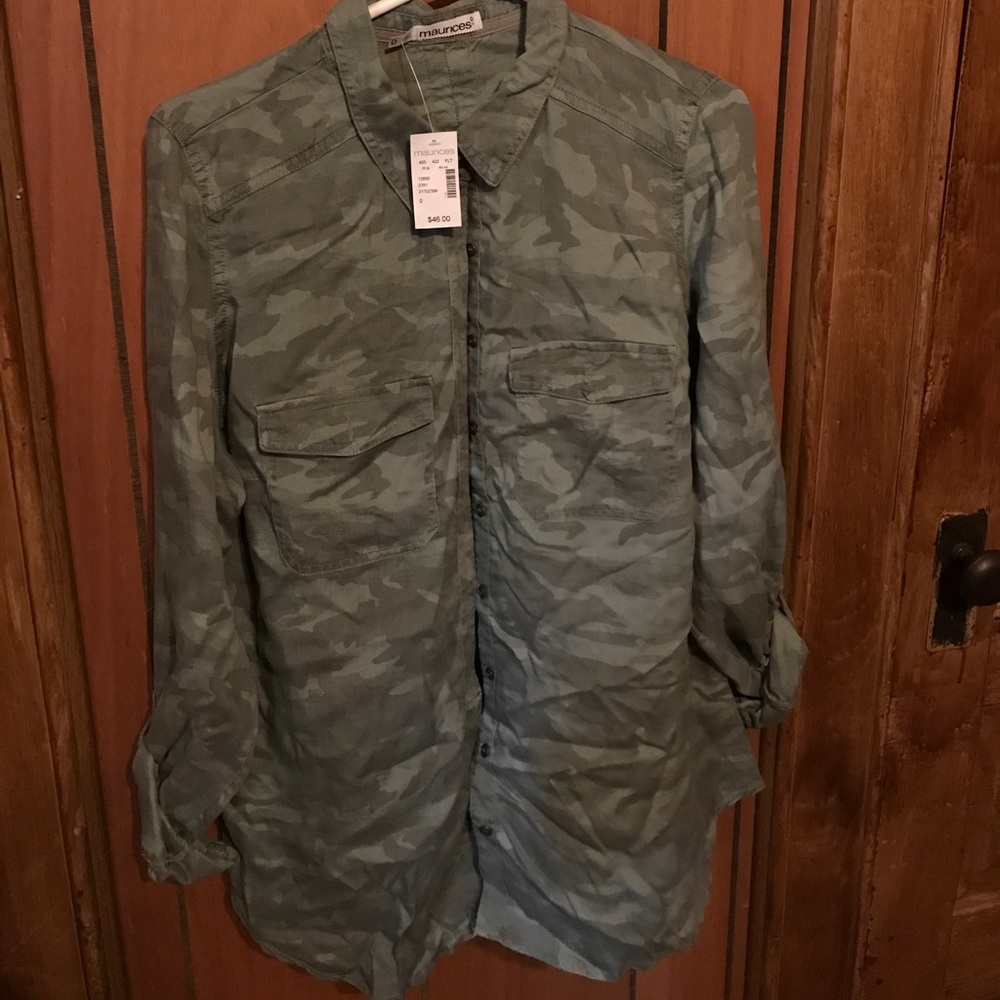 Maurice's plus size camo button up shirt