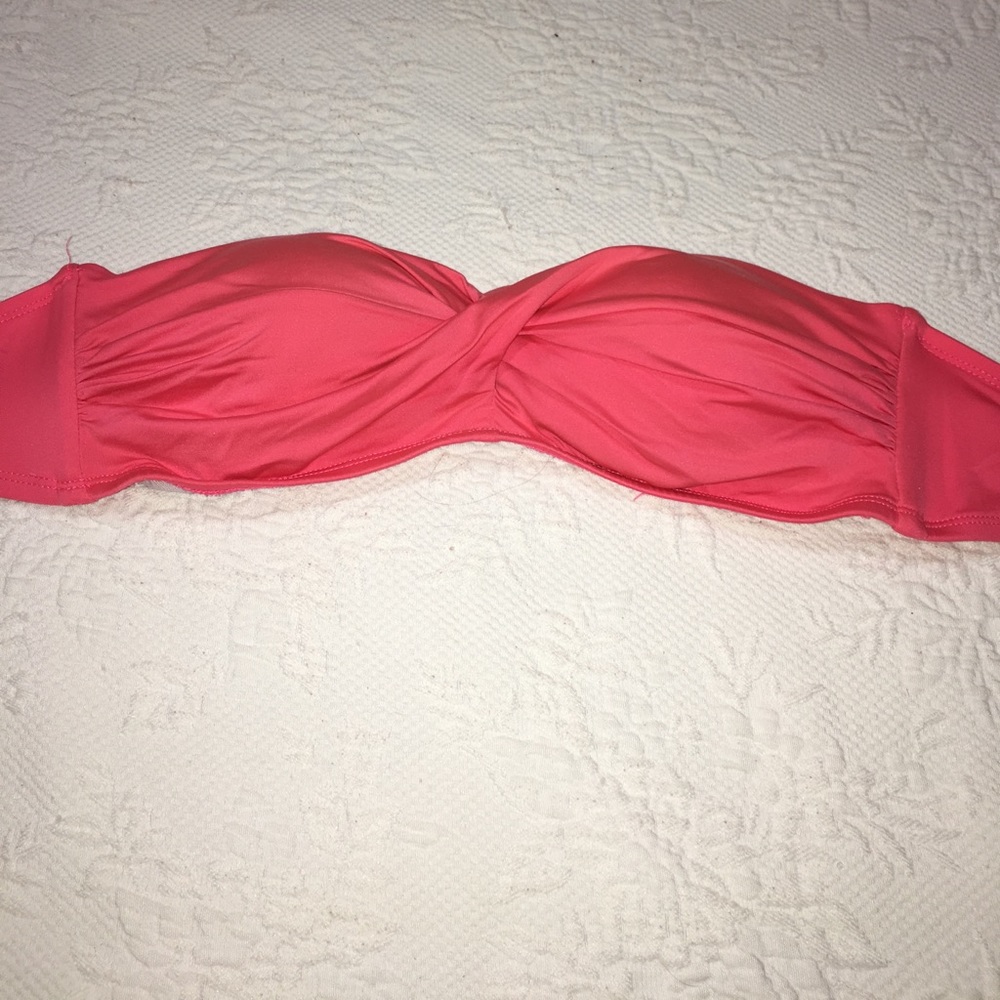 Strapless coral bikini top