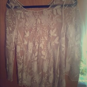 Sheer white lace top