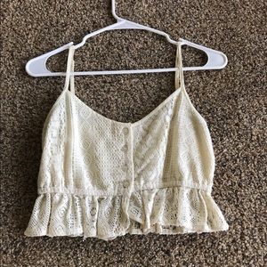 Cream lace crop top