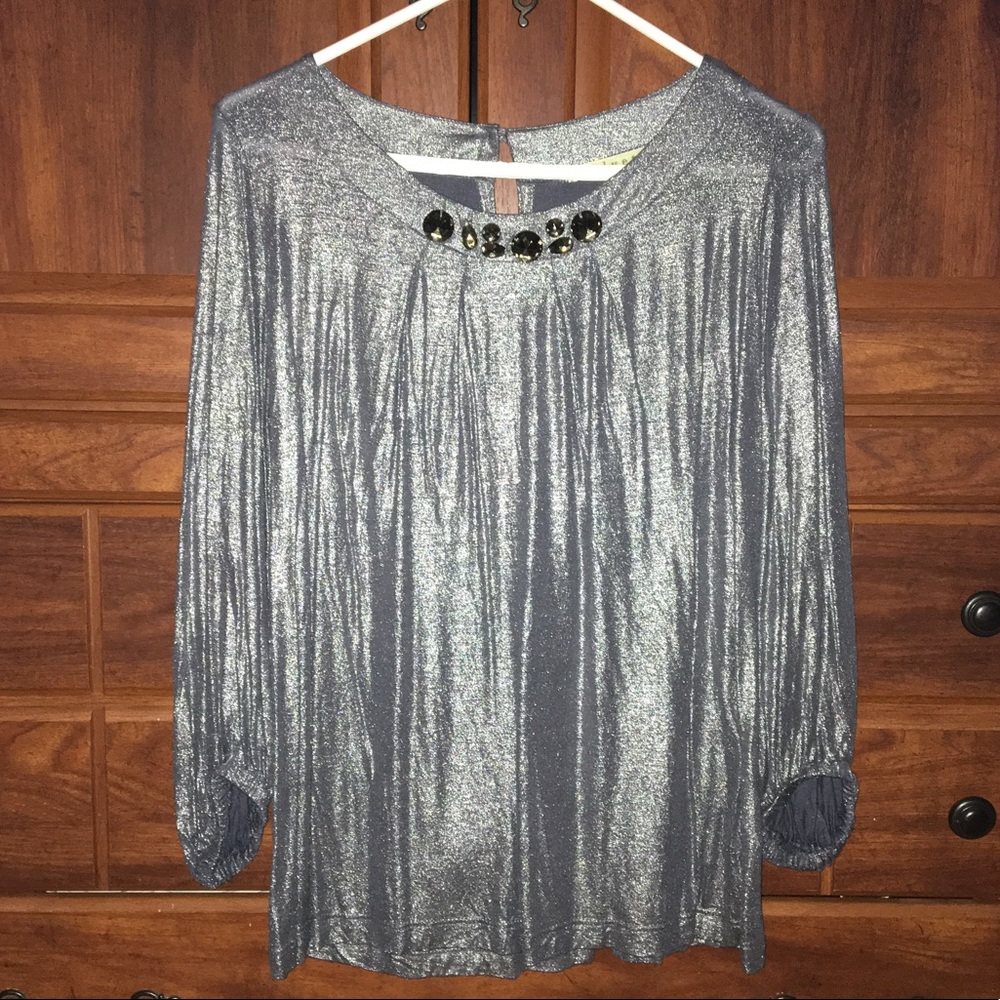 Velvet by Graham & Spencer sparkly silver top