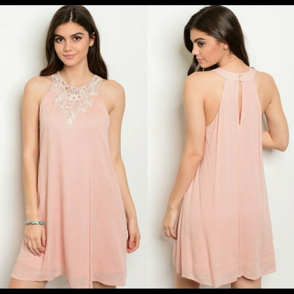 HP🌺Peach Lace Detailed Jewel Dress