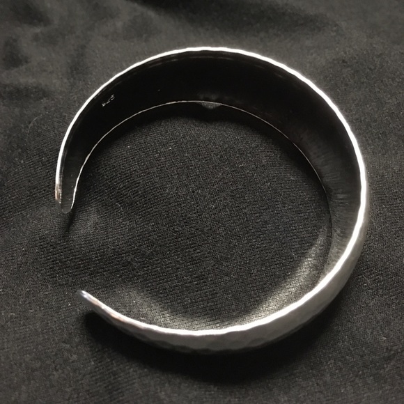 Sterling Silver Hammered Cuff Bangle Bracelet 925 - Picture 3 of 6