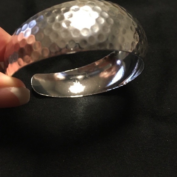 Sterling Silver Hammered Cuff Bangle Bracelet 925 - Picture 4 of 6