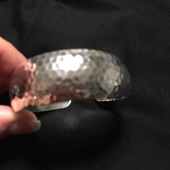 Sterling Silver Hammered Cuff Bangle Bracelet 925 - Picture 5 of 6