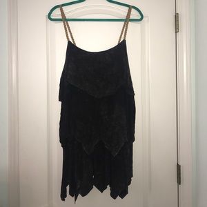 Grayish black layered tank top with braided straps