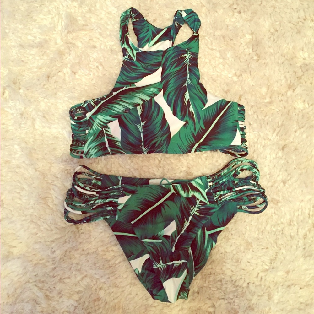 Cupshe Tropical Trip Leaves Print Bikini Set