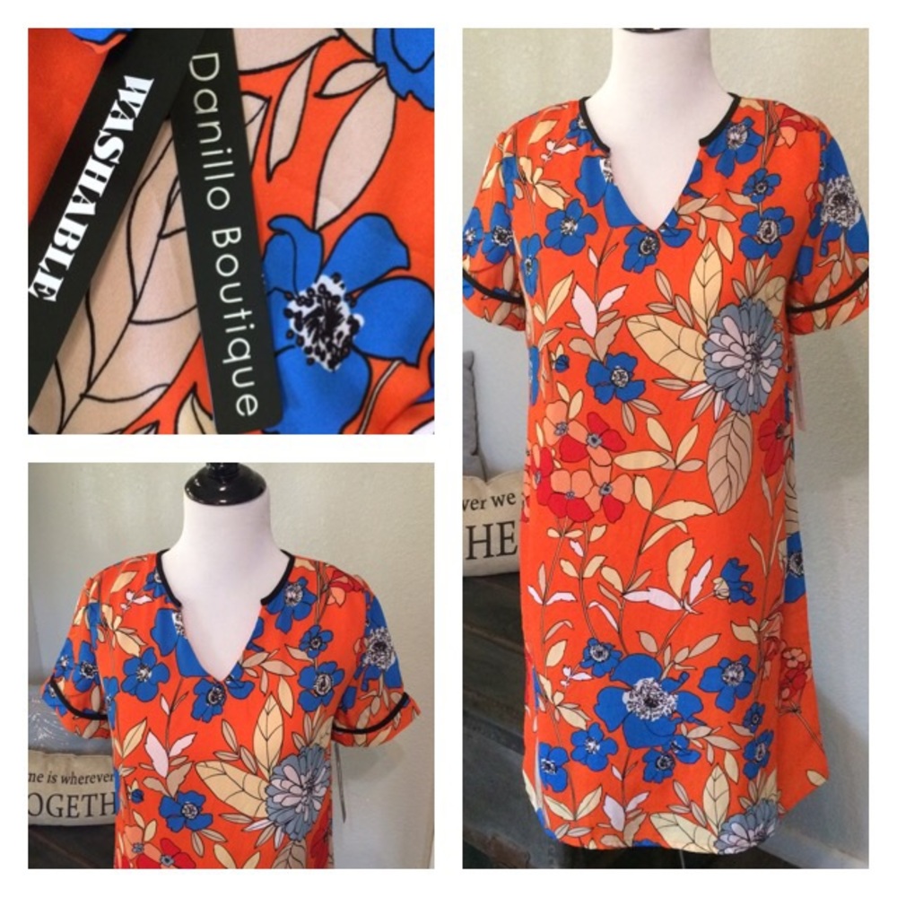 💚Danilo Boutique NWOT Orange Shift Dress