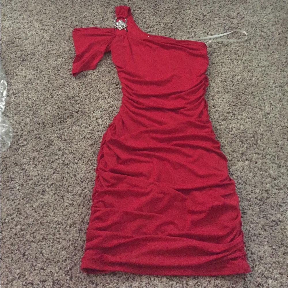 Red fitted dress