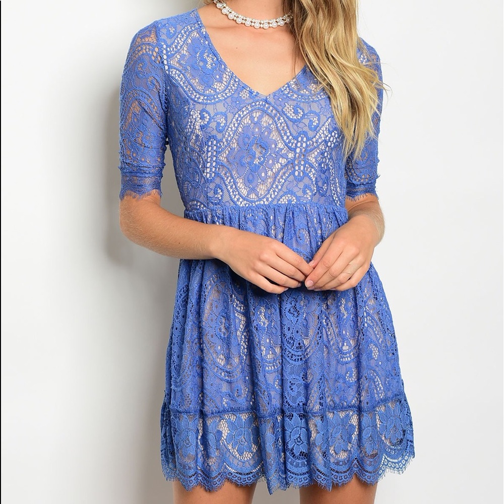 Blue Tan Dress - Picture 2 of 3