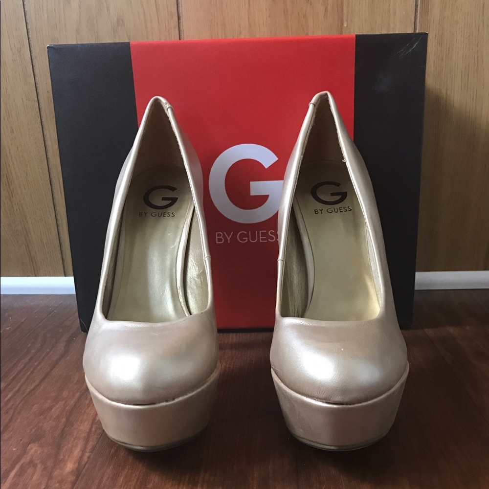 G by Guess gold metalic high heels