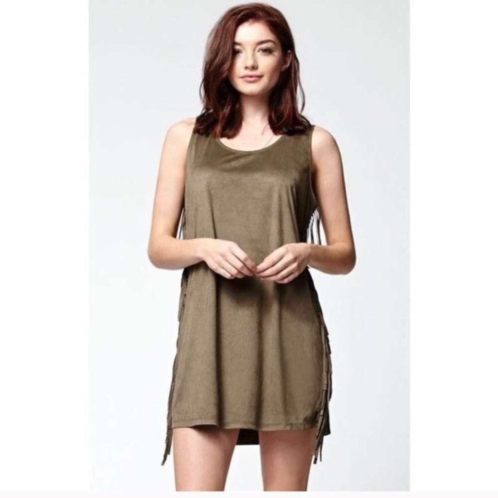 PacSun & Fringe LA Hearts olive dress. Faux suede.