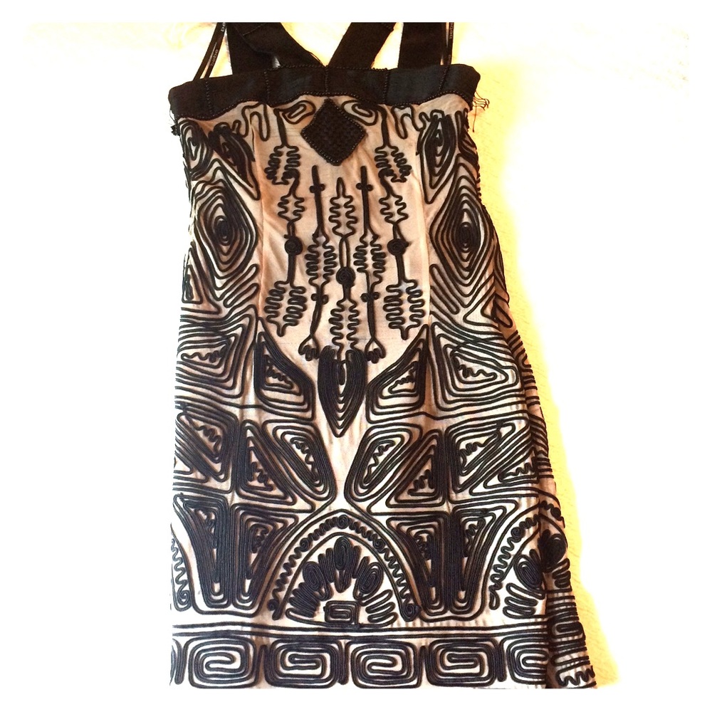 Bodycon Patterned Dress Black & Tan