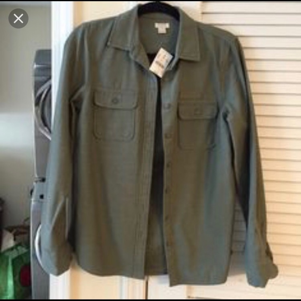 J. Crew button up army shirt, size 2!
