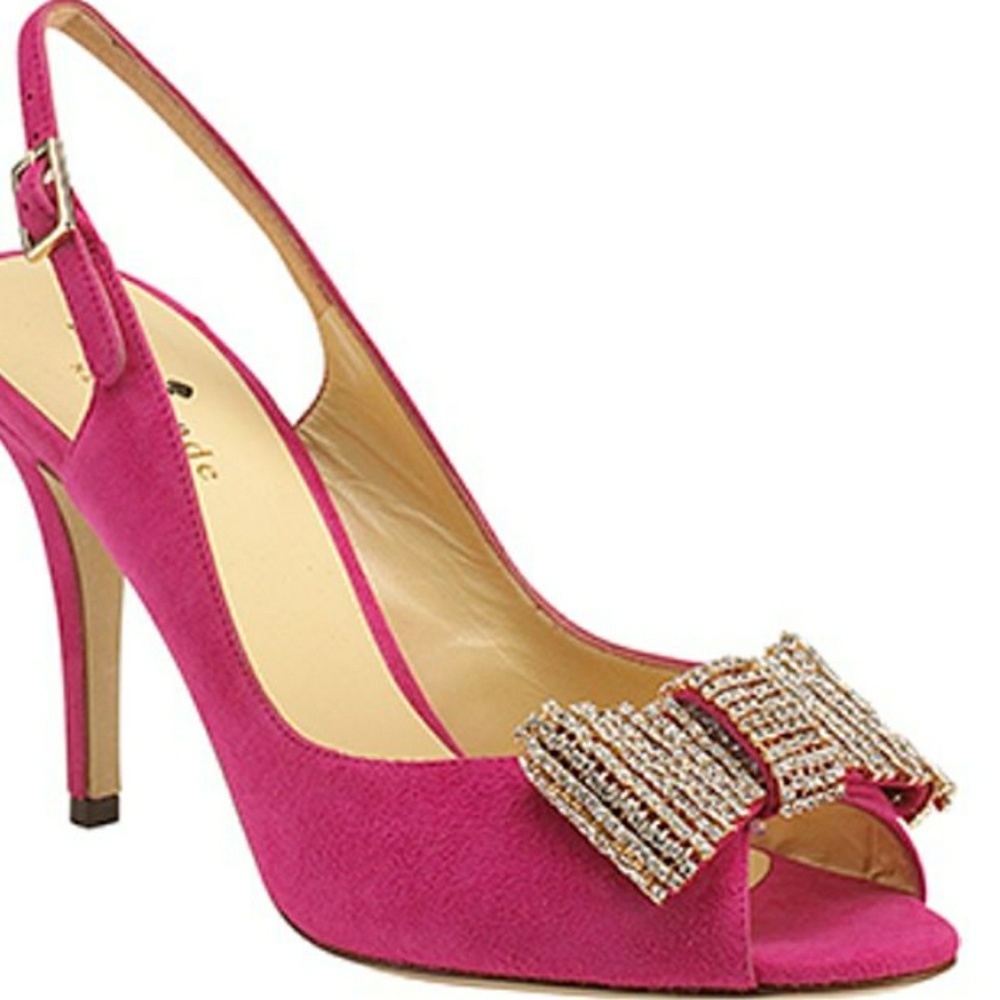Kate Spade Crown Fuschia Suede Peep Toe Shoes