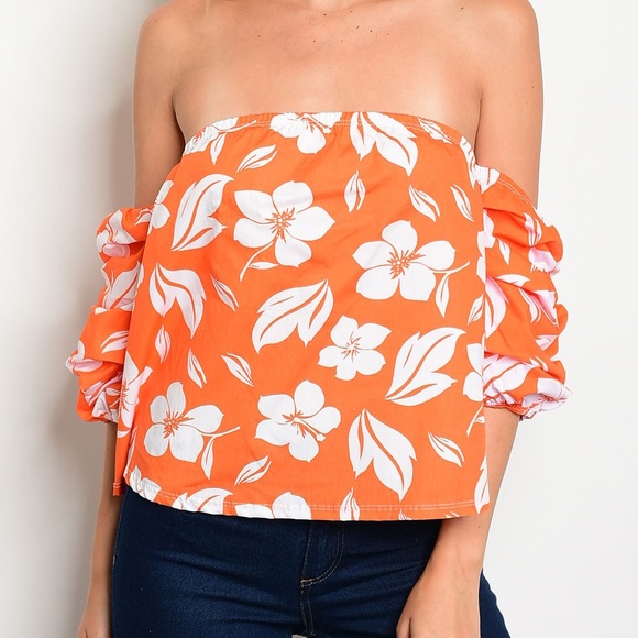SOLD OUT! Off Shoulder Hawaiian Top - Picture 2 of 3