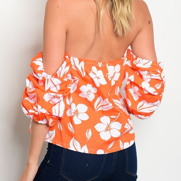 SOLD OUT! Off Shoulder Hawaiian Top - Picture 3 of 3