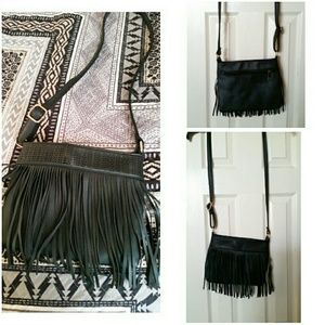 Faux leather fringe purse