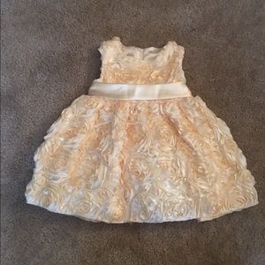Cream Dress with Rose Detail