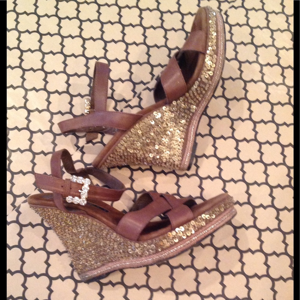 Sequin wedge heels