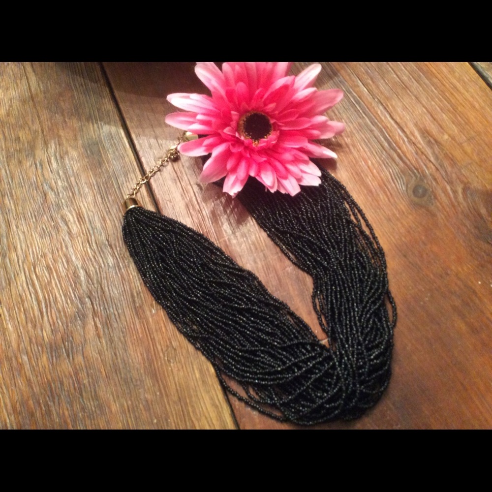 Black seed bead necklace