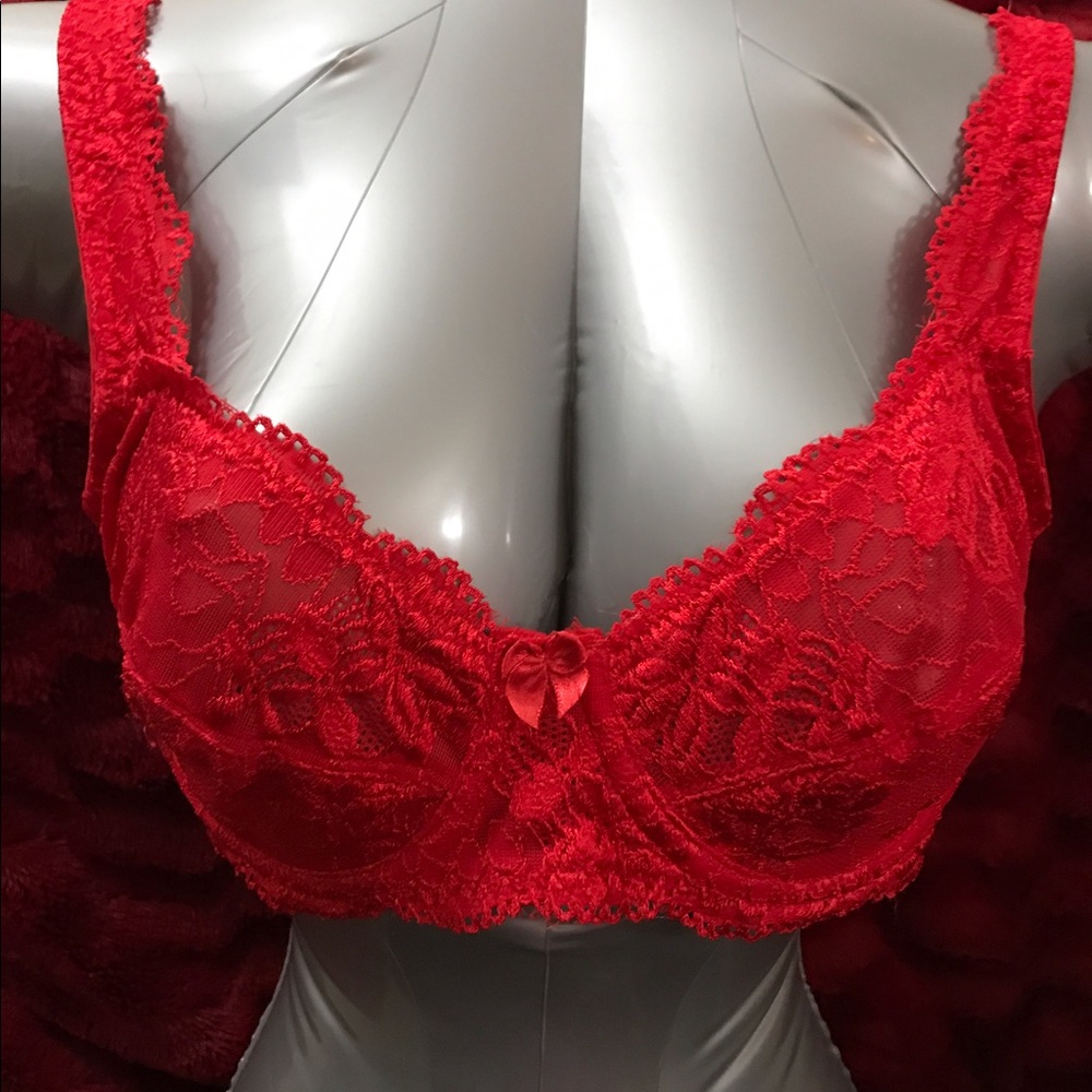 NWOT Women's Red Lace Bra 36B