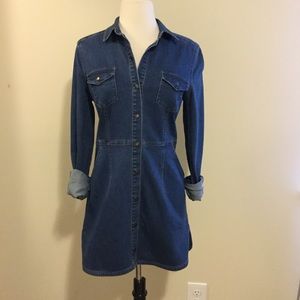 Free People denim button up dress XS