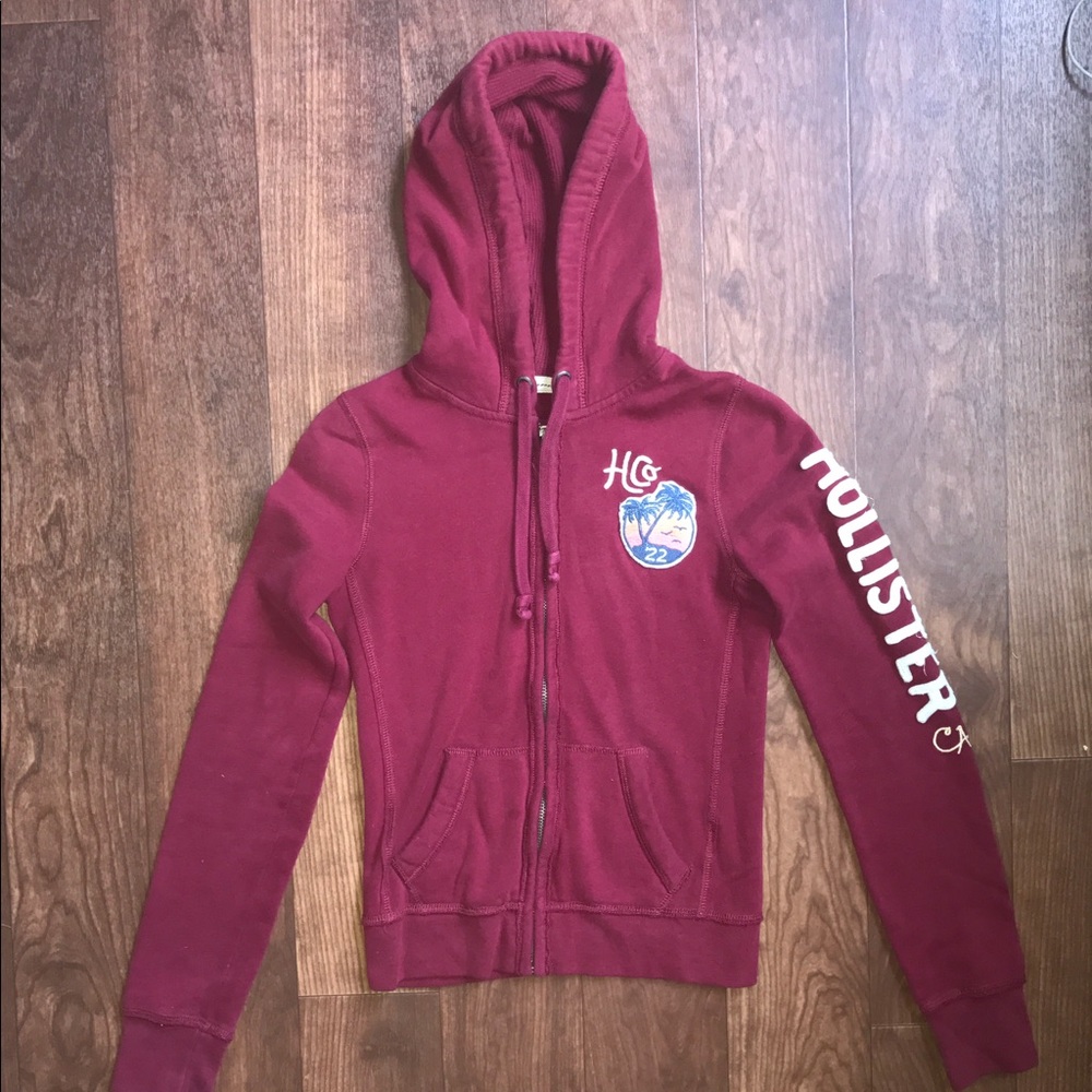 Hollister maroon zip up