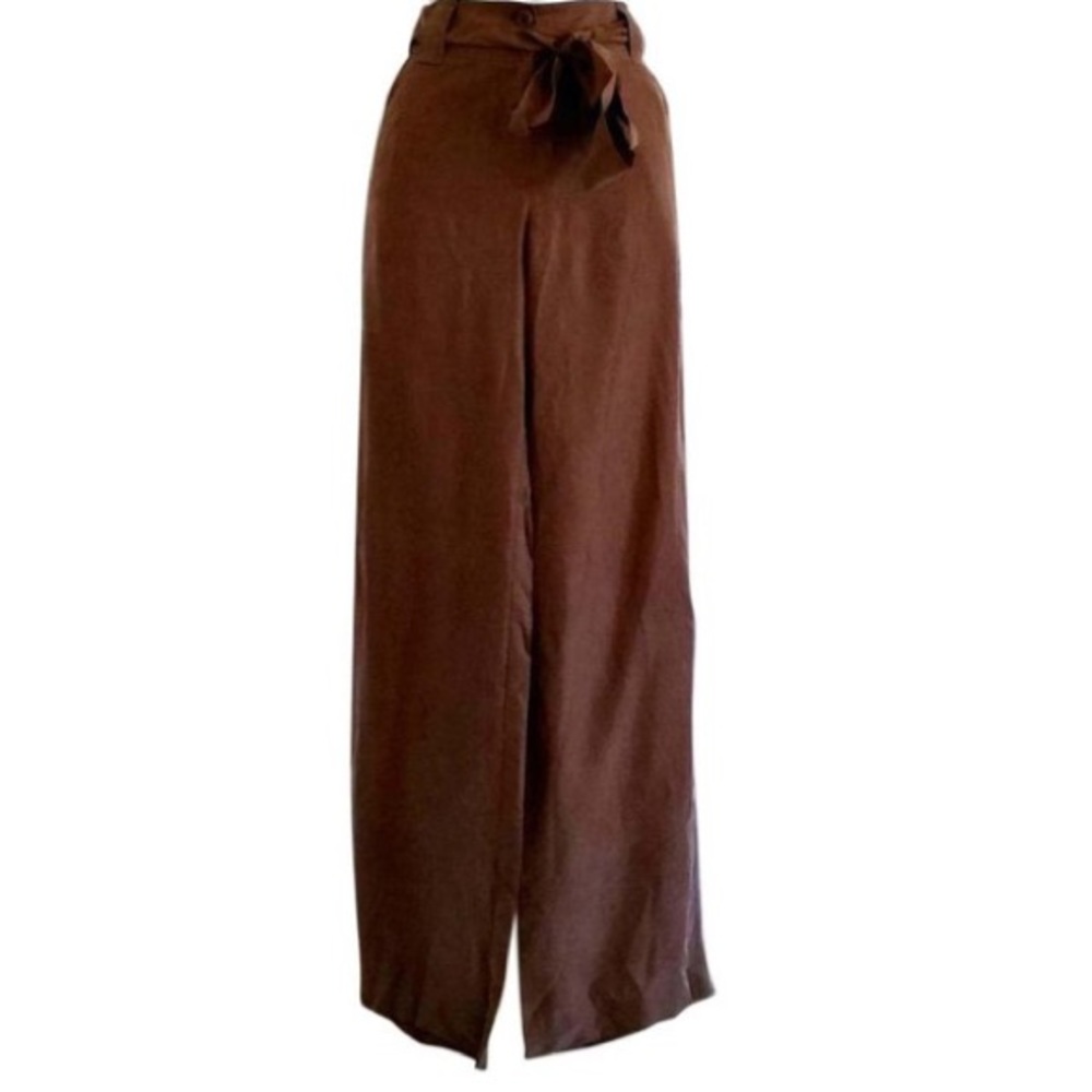 Silk Wide Leg pants pleated waist