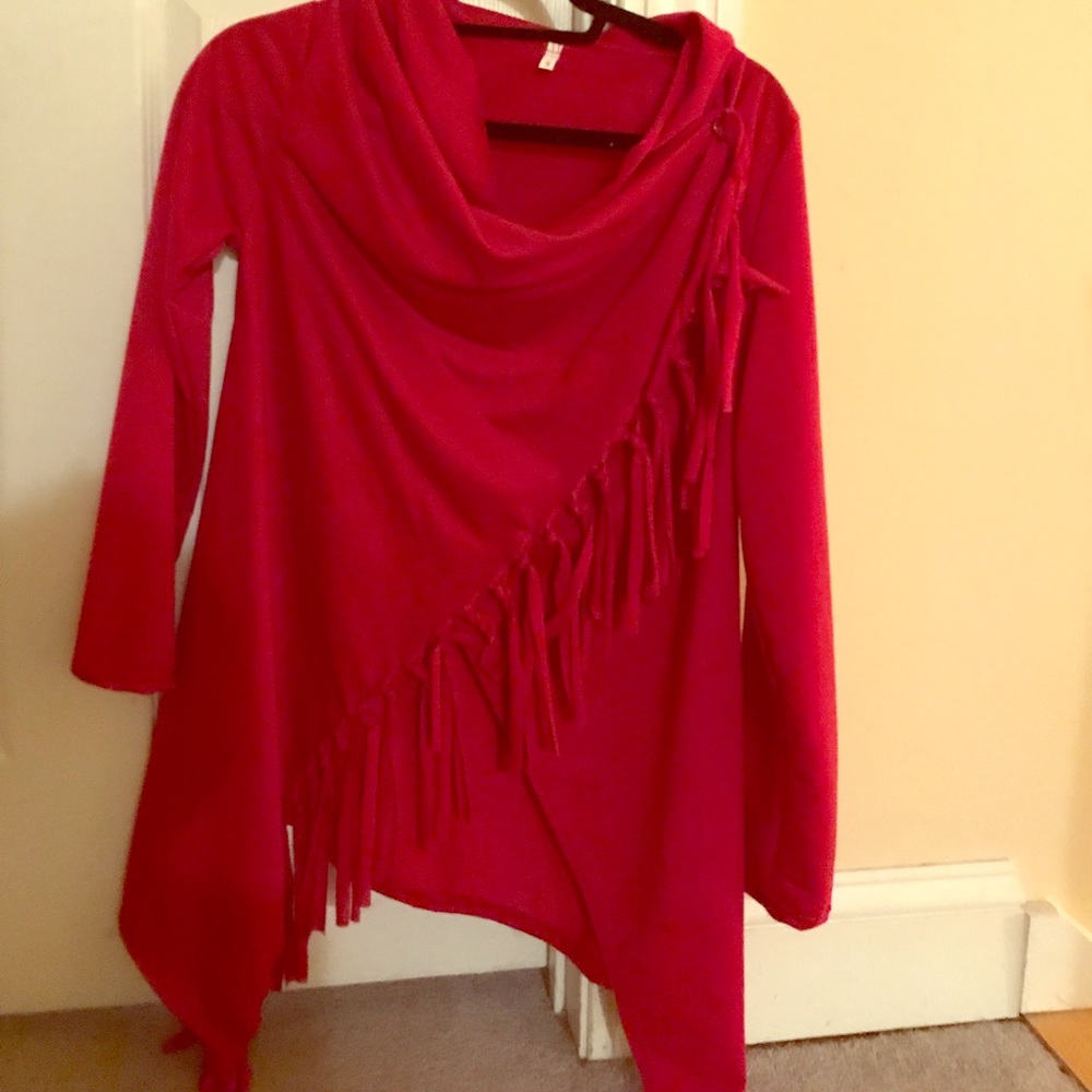 Red flared blouse, size small!