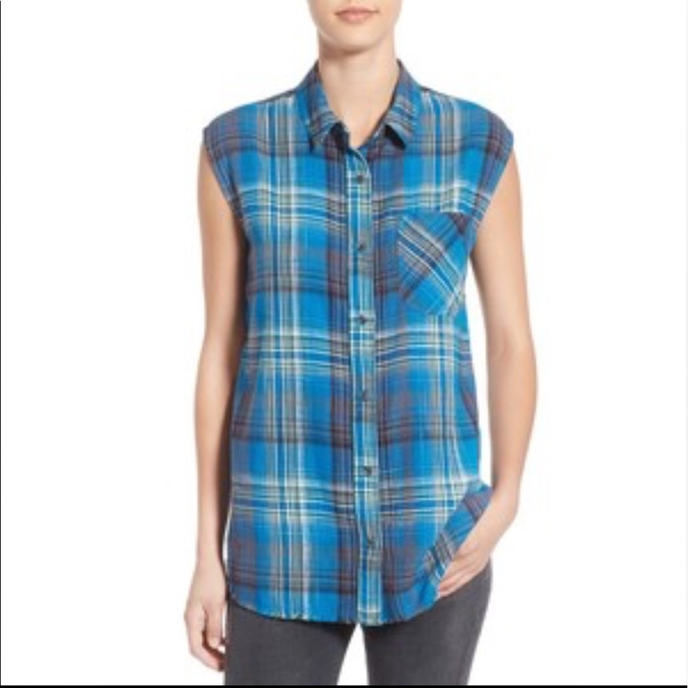 Treasure & Bond the boyfriend muscle shirt blue M