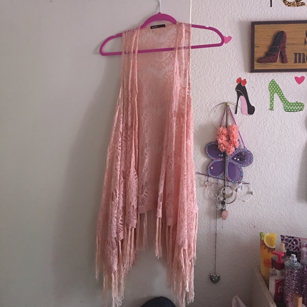 Blush pink sleeveless duster