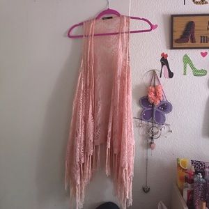 Blush pink sleeveless duster