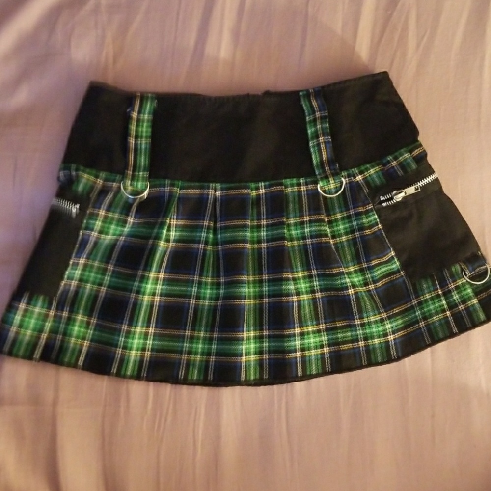 Serious Los Angeles green plaid bondage skirt XS
