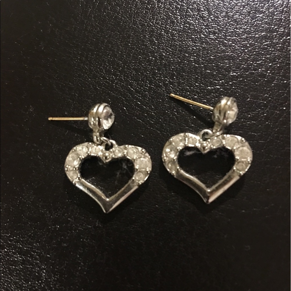 Silver and crystal Swarovski heart earrings