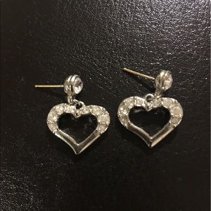 Silver and crystal Swarovski heart earrings