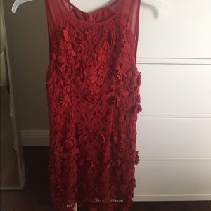Urban Outfitters Red Floral Appliqué Dress