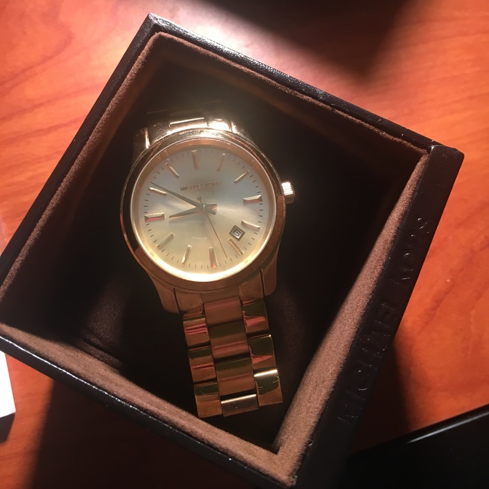 Michael Kors Gold Tone Stainless Steel Slim Watch