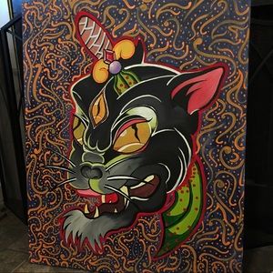 Hand painted new school cat