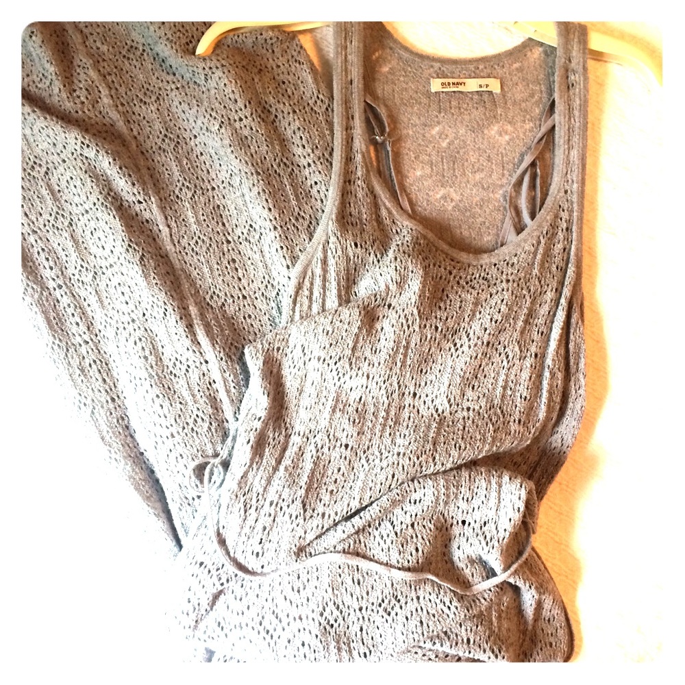 Grey patterned maxi dress.