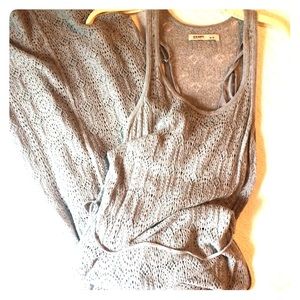 Grey patterned maxi dress.