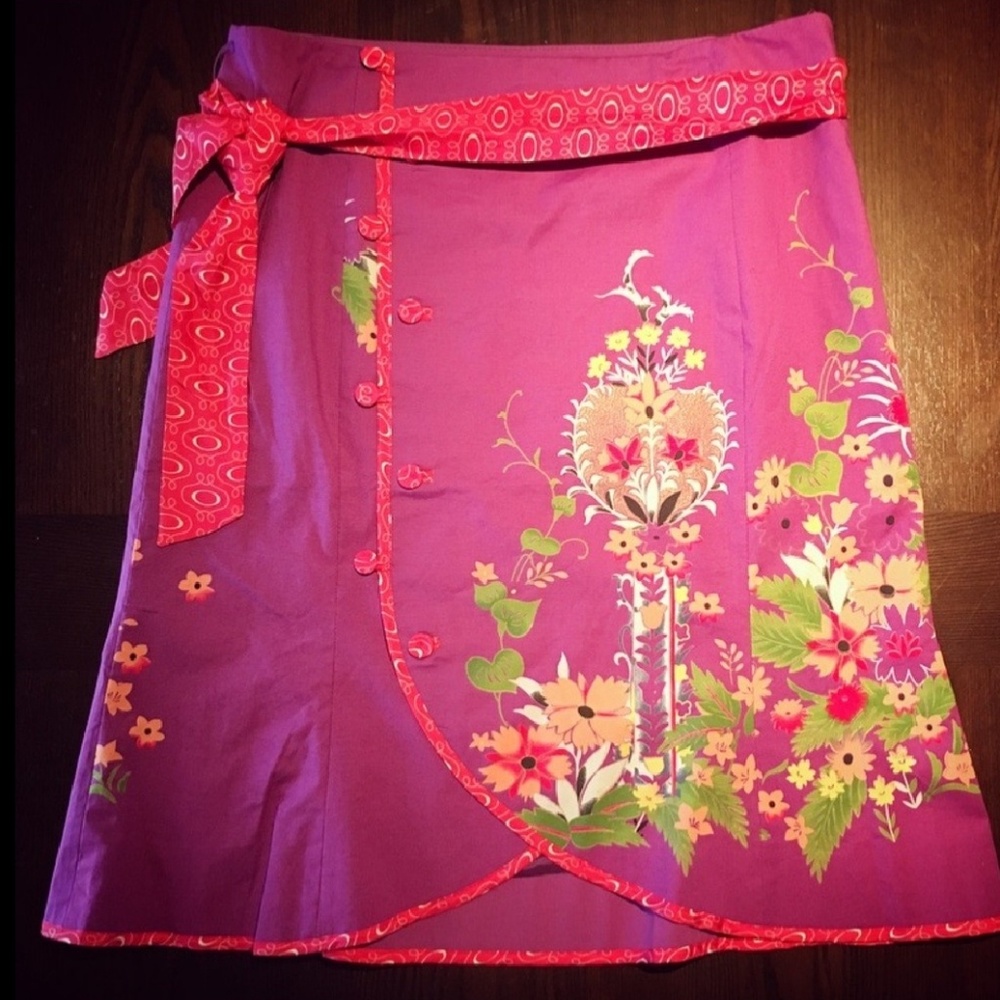NWT Anthropologie Purple Floral Skirt w Silk Trim