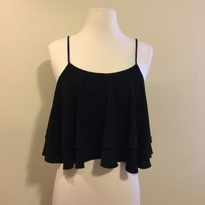 Free People black ruffle crop top size XS