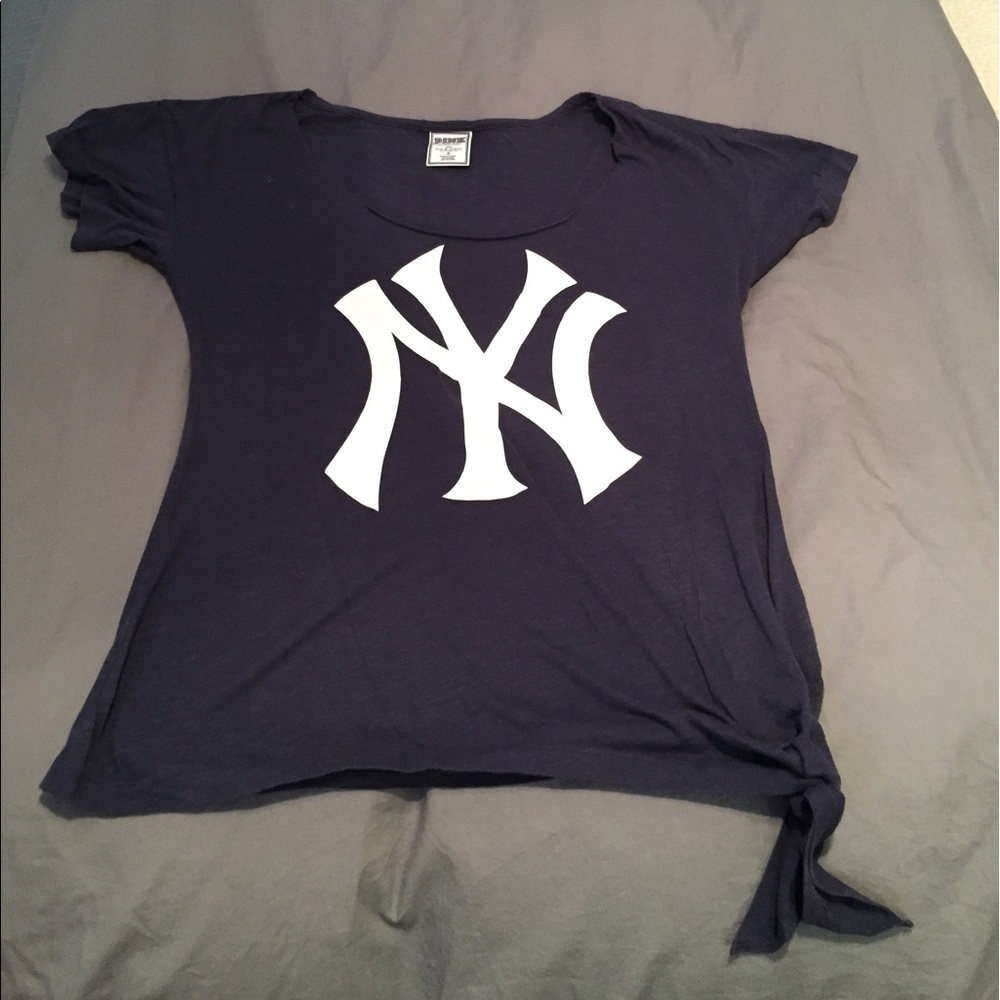 PINK NY Yankees side tie tee