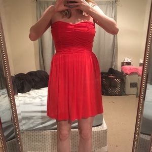 Strapless red dress