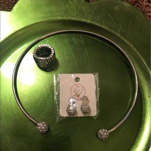 Double ball earrings with necklace & ring.